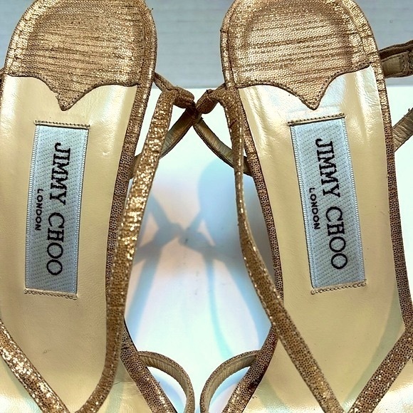 Vintage Jimmy Choo 90’s Rose Gold Sparkly Slingback Heals: S- 7.5 - Picture 6 of 15